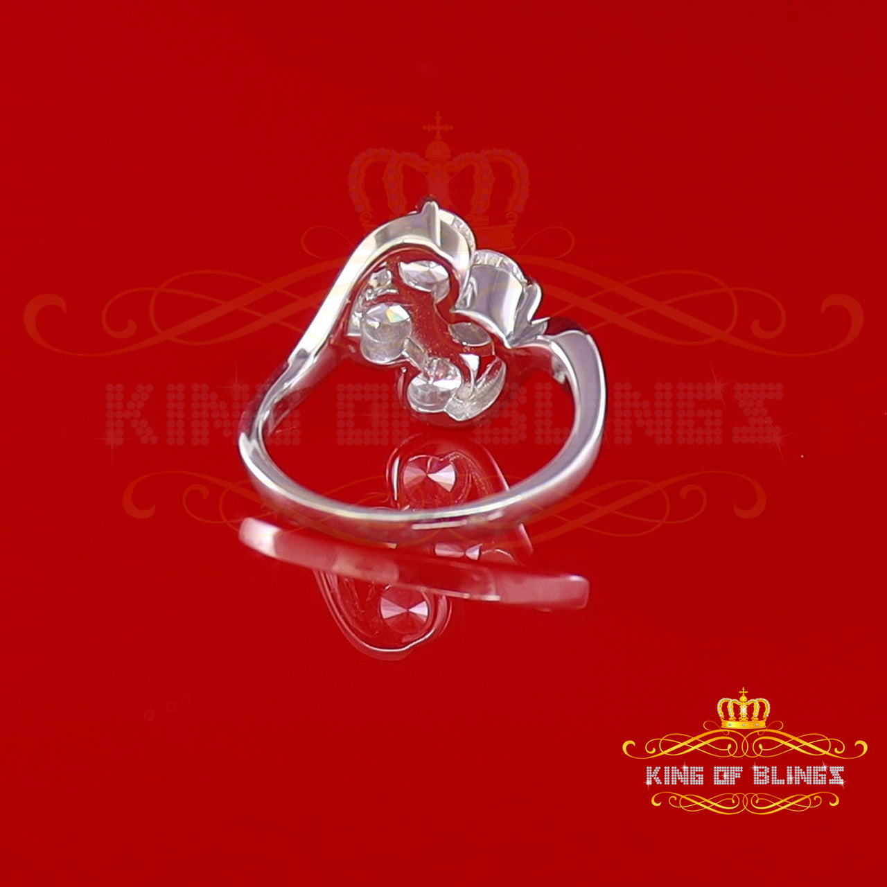King Of Bling's925 Sterling White Silver 1.25ct CZ Flower 7 stone Laxury Womens Ring Size 7