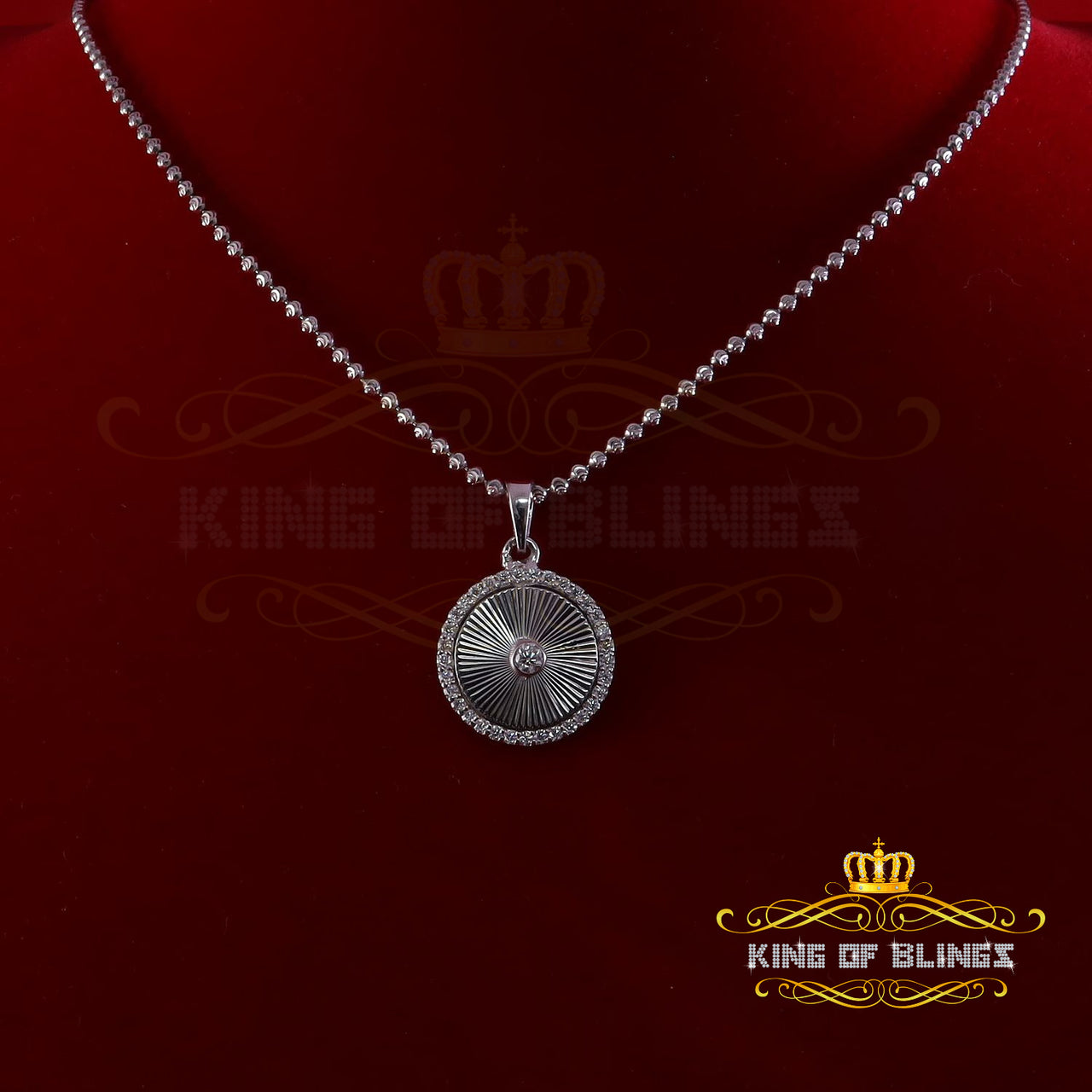 King Of Bling's White 925 Silver 1.00ct VVS D Clr Moissanite Round Pendant for Women