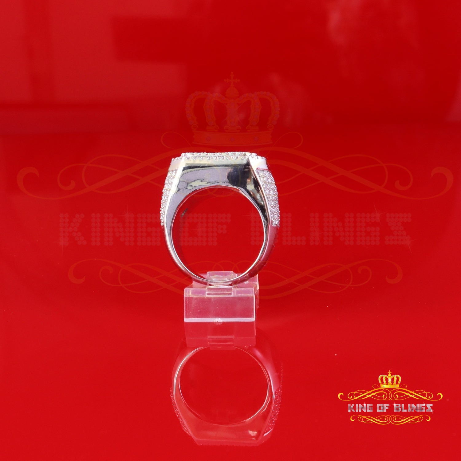 King of Bling's Men's/Womens 925 White Silver 6.50ct VVS 'D' Moissanite Stone Square Rings SZ 10 King of Blings