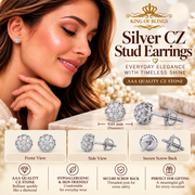 King of Bling's 1.14ct Cubic Zirconia 925 White Silver Women's & Men's Hip Hop Flower Earrings KING OF BLINGS
