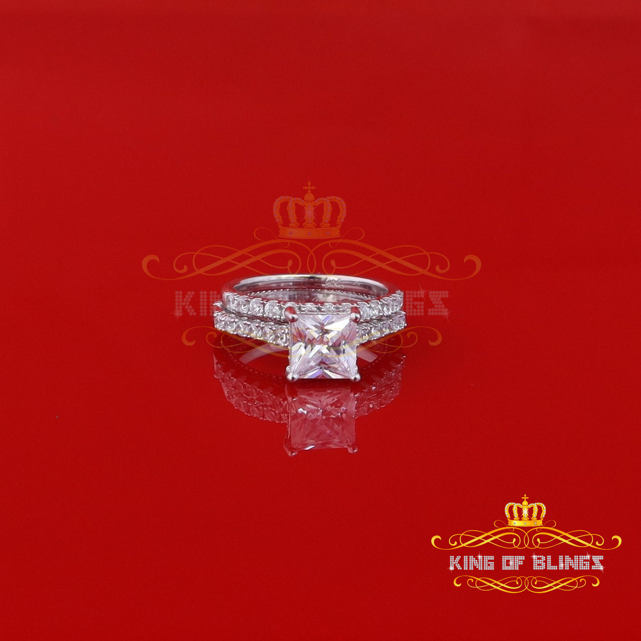 King Of Bling's4.30ct White Cubic Zirconia 925 Sterling Silver Bridal Fashion Womens Ring SZ 7