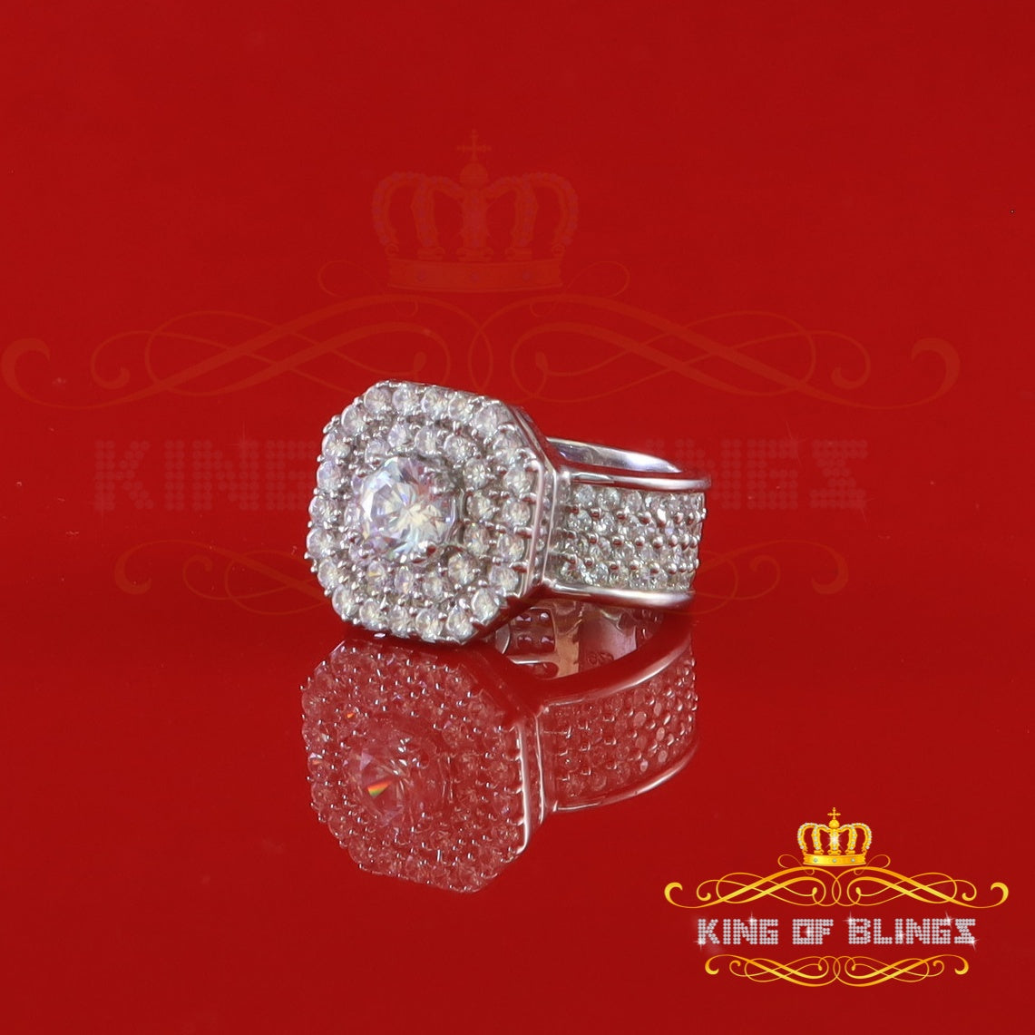 King Of Bling's8.25ct 925 Sterling Silver White Octagon Cubic Zirconia Men's/Womens Ring Size 8