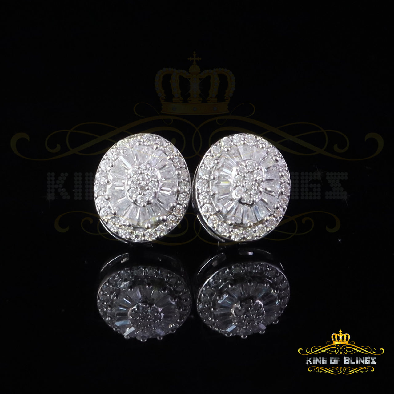 King of Bling's 925 White Silver 1.00ct VVS 'D' Moissanite Oval Stud Earring Men's/Womens King of Blings