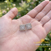 King of Bling's White 925 Silver 0.81ct Cubic Zirconia Women's & Men's Hip Hop Square Earrings KING OF BLINGS
