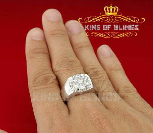 Sterling White Silver Floral 2.30ct Cubic Zirconia Men's Ring Size 9 KING OF BLINGS