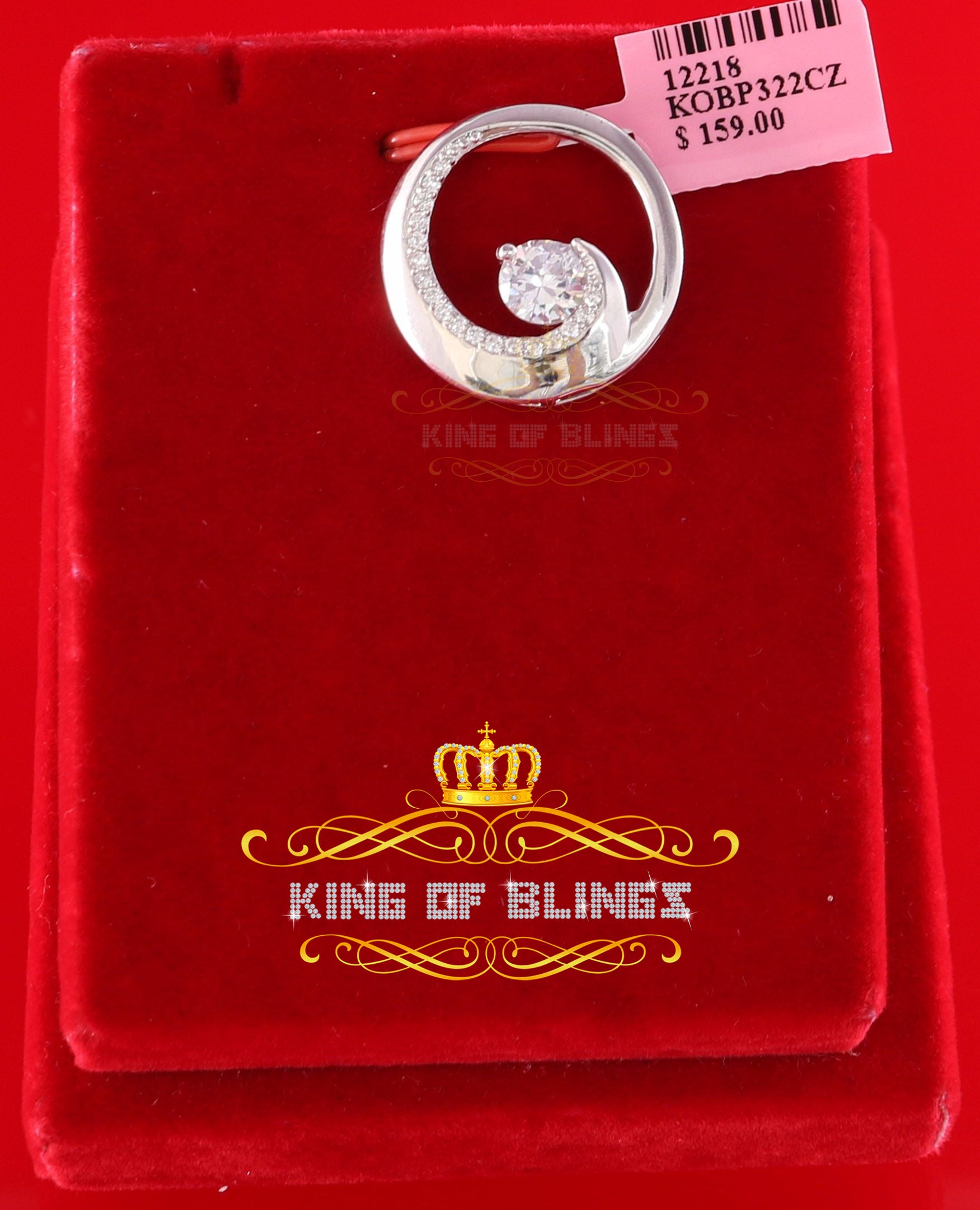 King Of Bling's Fancy Circle Shape 2.50ct Sterling Silver White Pendant Cubic Zirconia Stone KING OF BLINGS