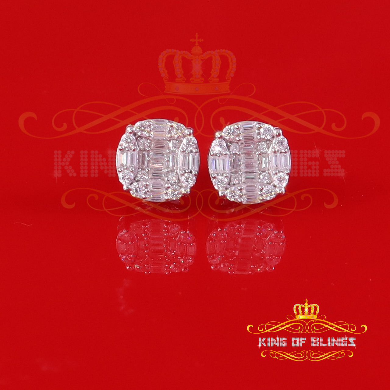 King of Bling's 925 Silver White 2.00ct VVS 'D' Moissanite Round Earrings Men's/Womens KING OF BLINGS