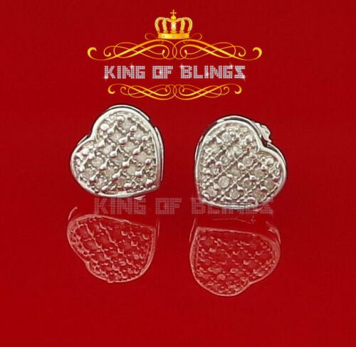 King Of Bling's Aretes Para 925 Sterling White Silver 0.12ct Diamond Women & Men Stud Earrings