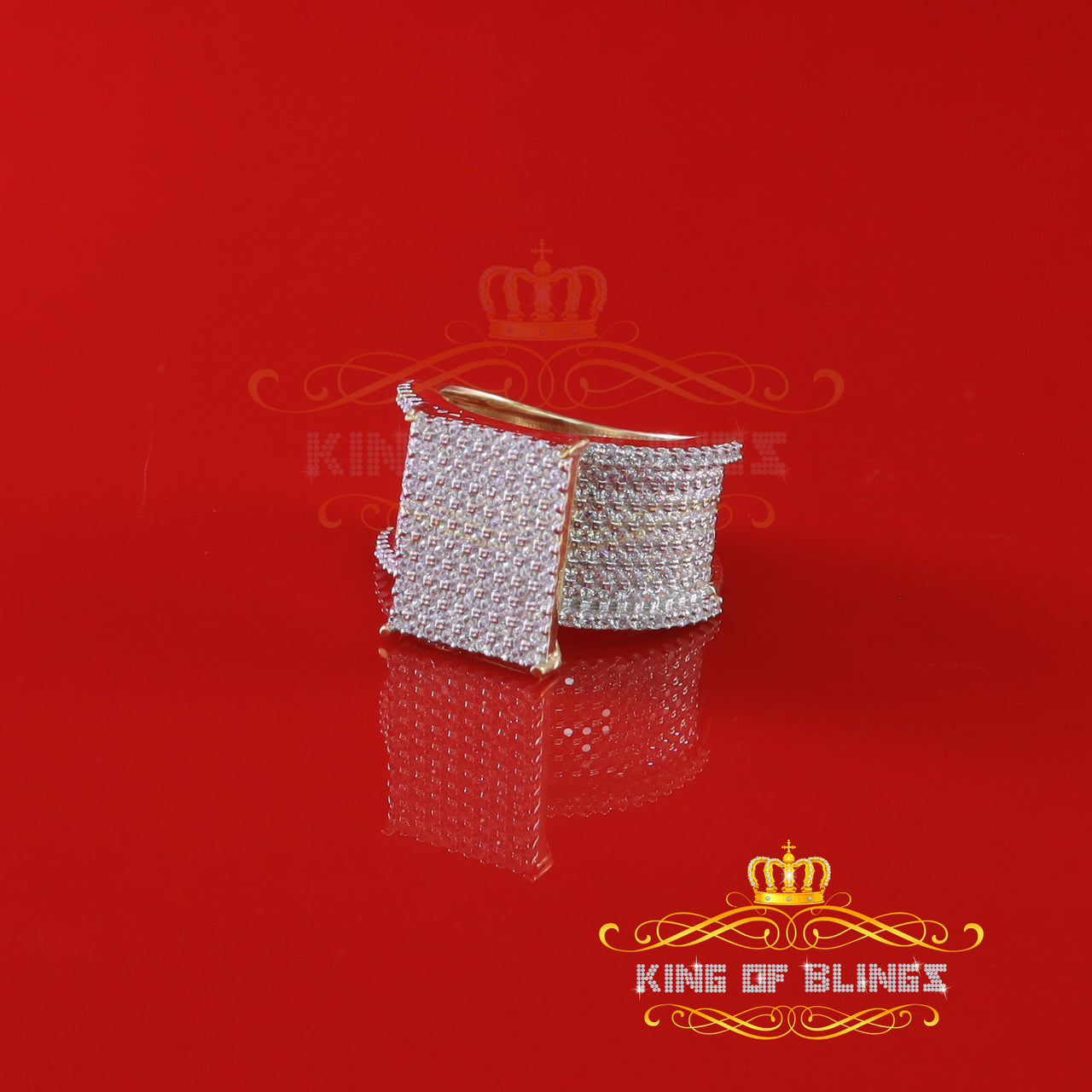 King Of Bling's 925 Sterling Yellow Silver Rectangle Cubic Zirconia 3.45ct Womens Ring Size 7