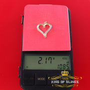King Of Bling's Real 0.06ct Diamond 925 Sterling Silver HEART Charm Necklace Yellow Pendant KING OF BLINGS