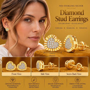 King Of Bling's Aretes Para Hombre Heart 925 Yellow Silver 0.10ct Diamond Women & Men Earrings KING OF BLINGS