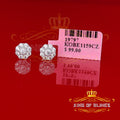 King of Blings- White 925 Sterling Silver 1.18ct Cubic Zirconia Women's Hip Hop Flower Earrings KING OF BLINGS