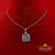 King Of Bling's 925 Sterling White Silver 1.50ct Moissanite Baguette & Round Pendant for Women. KING OF BLINGS