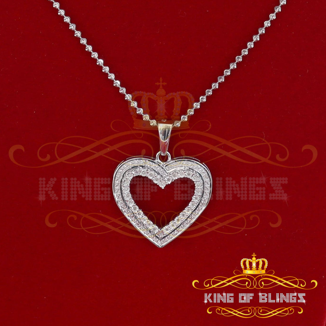 King Of Bling's Real 0.10ct Diamond Sterling Silver HEART White Charm Fashion Necklace Pendant KING OF BLINGS