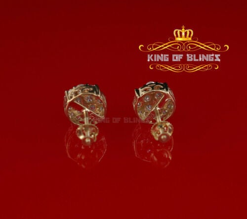 King of Bling's Aretes Para Hombre 925 Yellow Silver 2.48ct Cubic Zirconia Round Women's Earring KING OF BLINGS