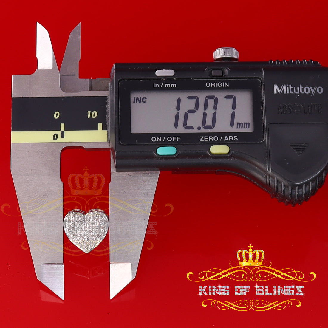 King Of Bling's Micro Pave 0.25ct Real Diamonds 925 White Silver Women's & Men's Heart Earrings KING OF BLINGS