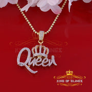 King Of Bling's Surprise With 1.00ct Moissanite Yellow 925 Silver Pendant for Your Queen Crown King Of Blings
