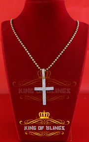 Yellow 925 Sterling Silver Cross Pendant with 2.00ct Cubic Zirconia Stone KING OF BLINGS