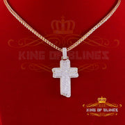King Of Bling's Men's & Women 3.0ct VVS D Moissanite Yellow Sterling Silver Charm Cross Pendant KING OF BLINGS