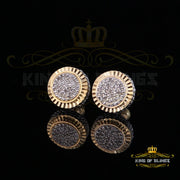 0.10ct Diamond 925 Sterling Silver Yellow Round Earring For Men's / Women's KING OF BLINGS