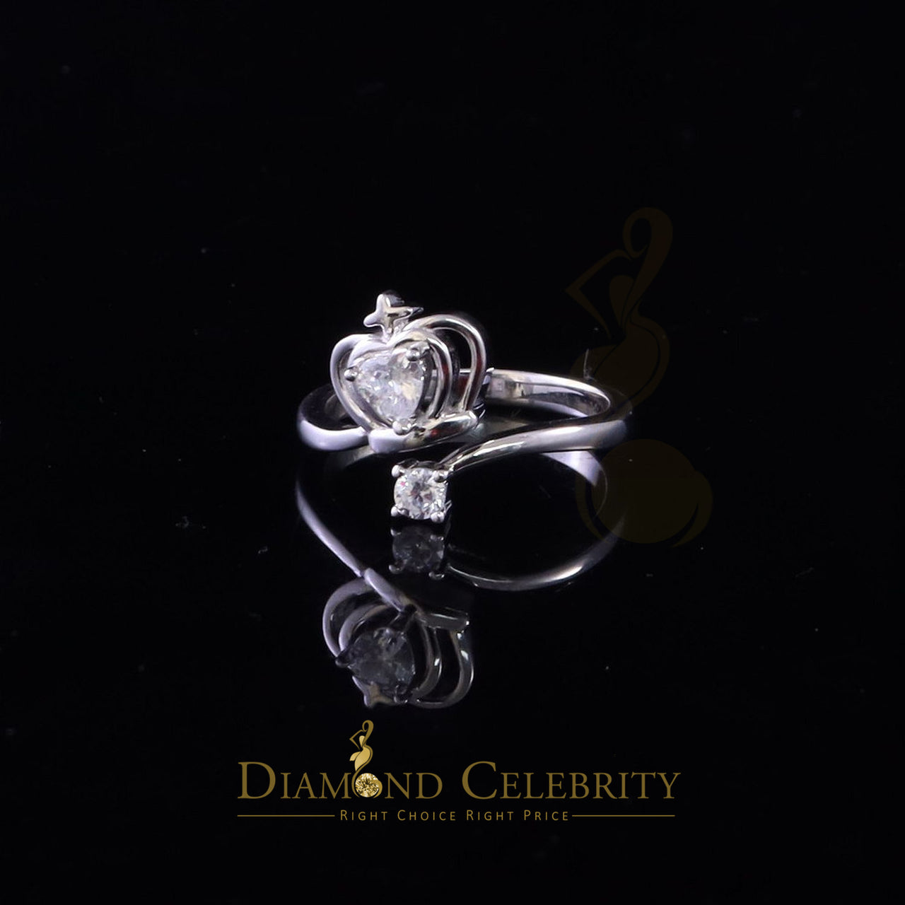 King Of Bling's925 White Silver Heart-Shaped 1.00ct Cubic Zirconia Heart Womens Ring Size 6.5