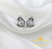 King Of Bling's Aretes Para Hombre Heart 925 White Silver 0.05ct Diamond Women's /Men's Earring KING OF BLINGS