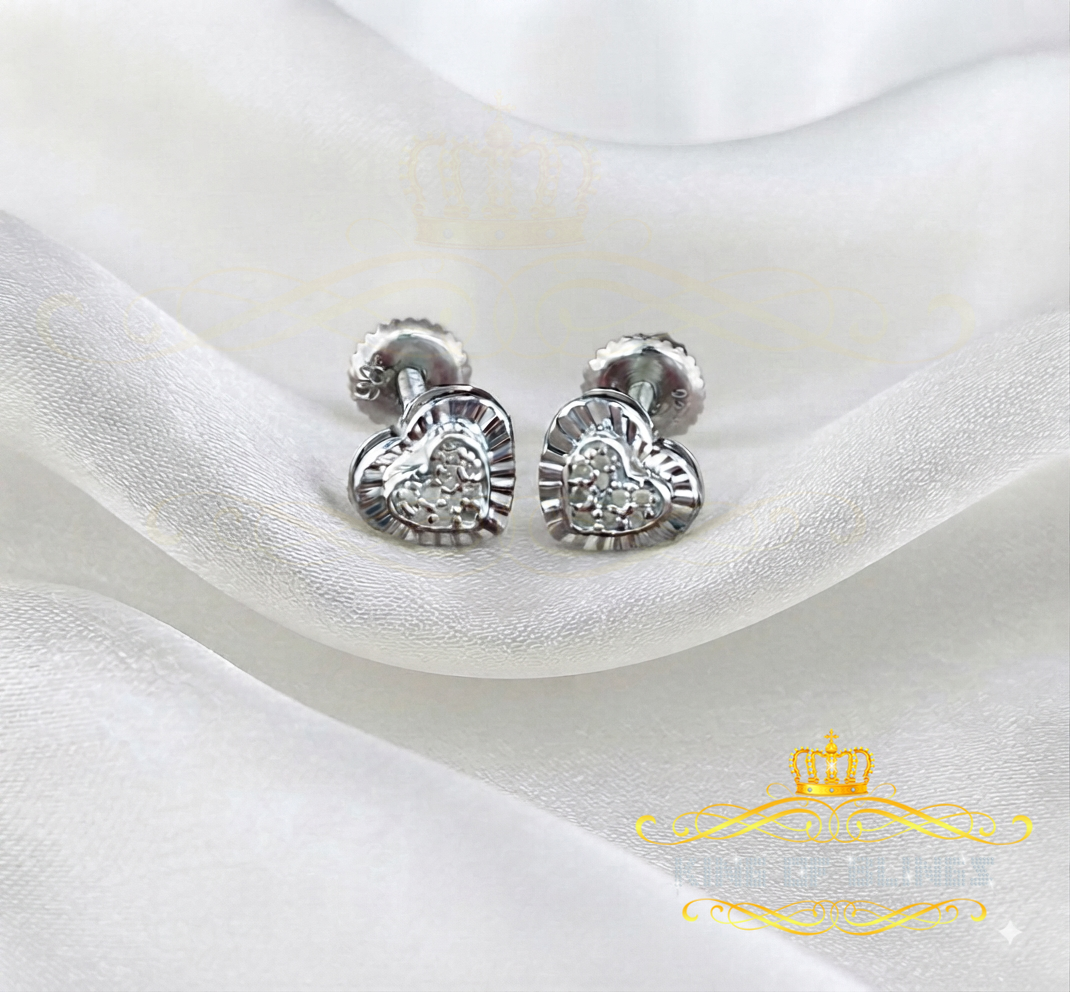 King Of Bling's Aretes Para Hombre Heart 925 White Silver 0.05ct Diamond Women's /Men's Earring KING OF BLINGS