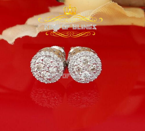 King Of Bling's 10K Real White Gold W/ Real Diamond 0.50 CT Round Men's & Women's Stud Earrings
