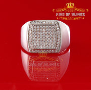 Sterling White Silver Square 1.00ct Cubic Zirconia Fashion Men's Ring Size 10 KING OF BLINGS