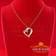 King Of Bling's Real 0.10 ct Diamond 925 Sterling Silver HEART Charm Necklace Yellow Pendant KING OF BLINGS