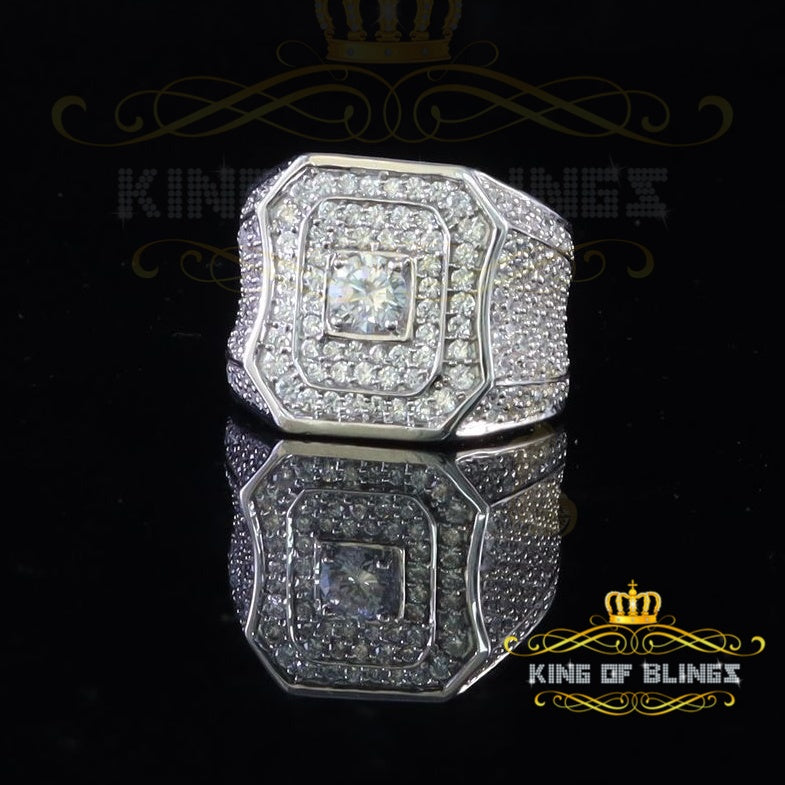 King Of Bling's925 Silver White 14.00ct Cubic Zirconia Wide Band Cocktail Men's Ring Size 10
