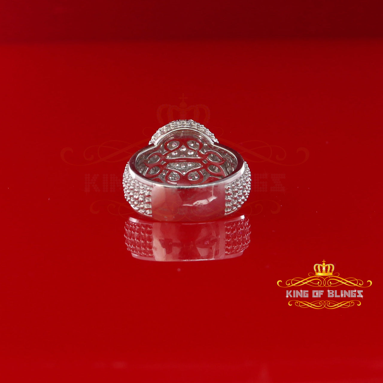 King Of Bling'sSterling White Silver Round-Shaped 4.75ct Cubic Zirconia Womens Ring Size 7.5
