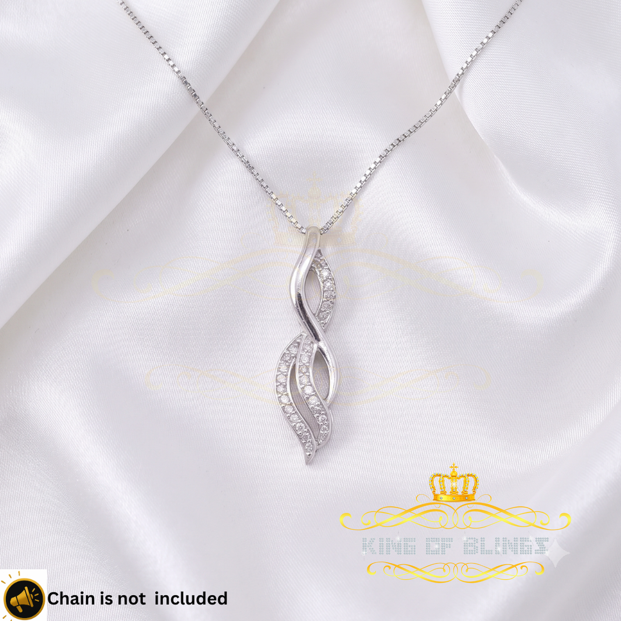 King Of Bling's Real 0.08CT Diamond Stones FASHION Sterling Charm Necklace Silver White Pendant KING OF BLINGS
