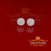 King of Blings- 3.46ct Cubic Zirconia 925 White Sterling Silver Women's Hip Hop Round Earrings KING OF BLINGS