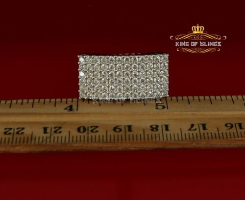 Silver White 4.25ct Cubic Zirconia Rectangle Men's Adjustable Ring Size 10 to12 KING OF BLINGS