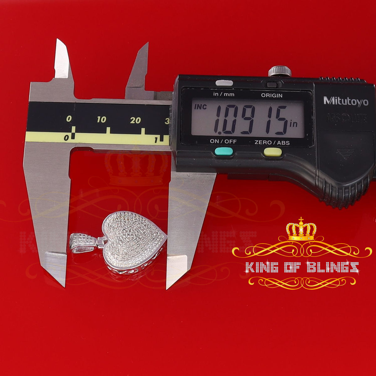 King Of Bling's Real 0.33ct Diamond Sterling Silver HEART Charm Fashion Necklace Pendant White KING OF BLINGS