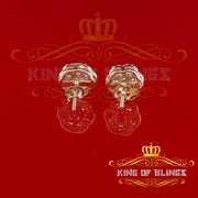 King of Bling's 925 Yellow Silver 1.74ct Cubic Zirconia Flower Earrings For Ladies / Gent's KING OF BLINGS