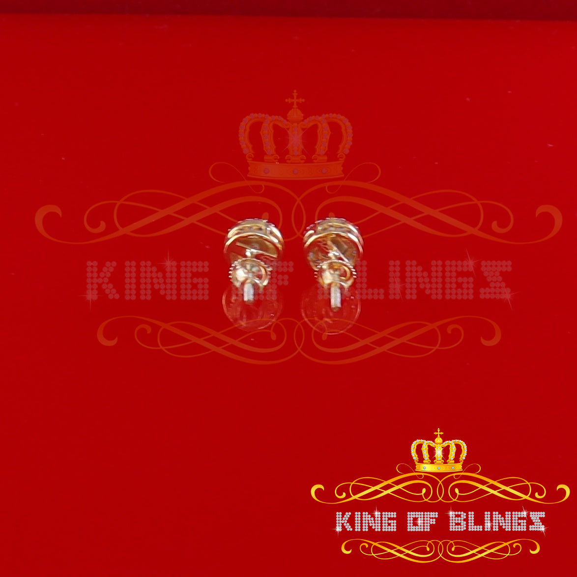 King of Bling's 925 Yellow Silver 1.28ct Cubic ZirconiaFashion Women's/ Men's Round Earrings KING OF BLINGS