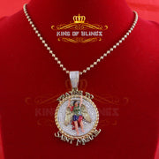 King Of Bling's Silver Yellow Protector "SAINT MICHAEL" Pendant with 5.00ct Genuine Moissanite KING OF BLINGS