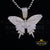 White 925 Sterling Silver Butterfly Shape Pendant with 3.36ct Cubic Zirconia KING OF BLINGS