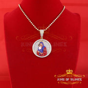 King Of Bling's 5.00ct Moissanite Yellow 925 Silver Jesus & Mother Marry Round 1.50 inch Pendant KING OF BLINGS