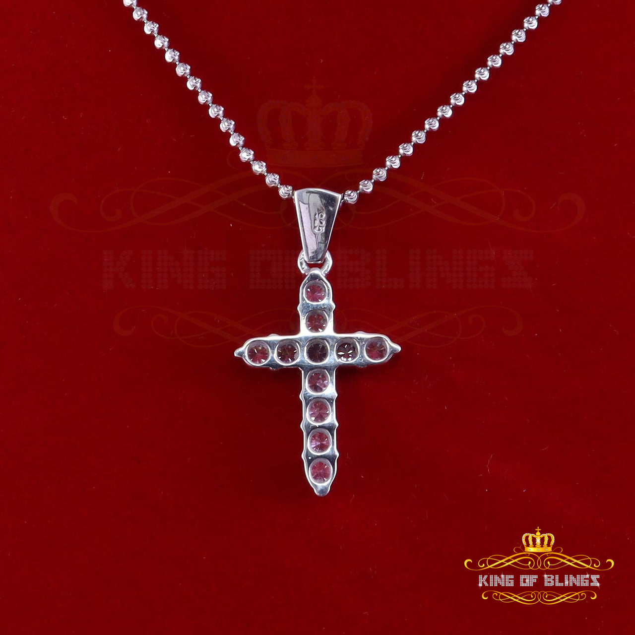 King Of Bling's White Beautiful CROSS Shape Sterling Silver Pendant with 4.40ct Cubic Zirconia