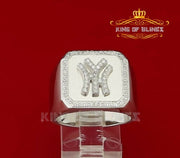 Sterling White Silver Yankees Square 0.80ct Cubic Zirconia Womens Ring Size 9 KING OF BLINGS