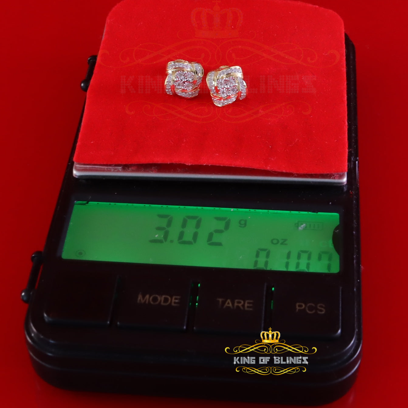 King of Blings-0.25ct Diamond 925 Sterling Silver Yellow for Men's & Women Stud SWRILL Earrings King of Blings