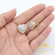 King Of Bling's Aretes Para Hombre Heart 925 Yellow Silver 0.33ct Diamond Women's Style Earrings KING OF BLINGS
