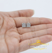 King Of Bling's 0.05ct Micro Pave 925 White Silver Diamond Square Earring For Men's & Women's KING OF BLINGS