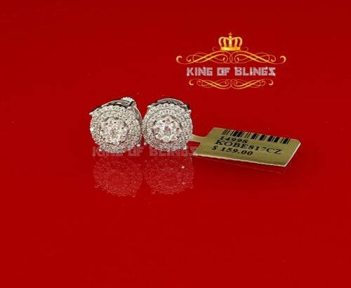 King of Blings- 925 White Silver Hip Hops 0.83ct Cubic Zirconia Women's & Men's Round Earrings KING OF BLINGS