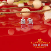 King Of Bling's 0.05 ct Diamond Collection White 925 Sterling Silver Women & Men Square Earrings KING OF BLINGS