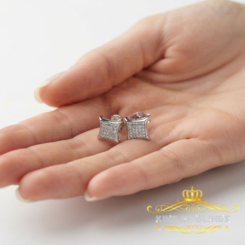 King Of Bling's 925 Sterling Silver 0.15ct Small Diamond For Women's & Men's White Kite Earring KING OF BLINGS
