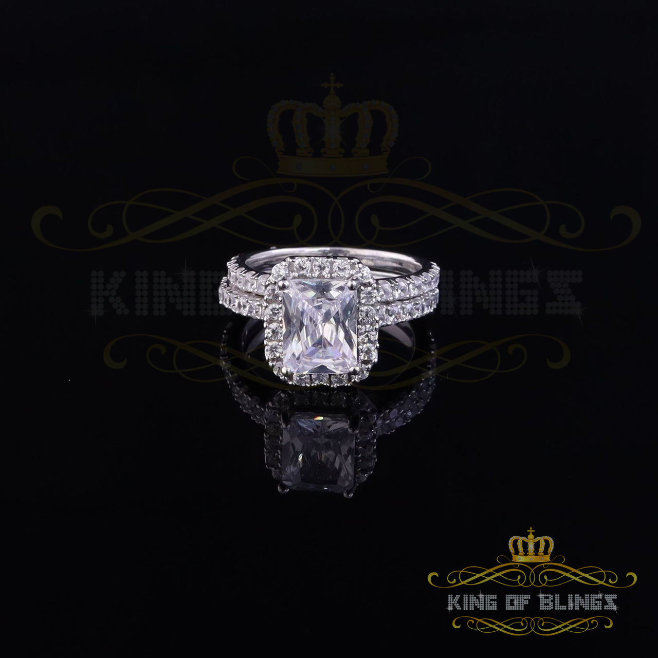 King Of Bling's6.04ct White Cubic Zirconia 925 Sterling Silver Bridal Fashion Women Ring SZ 6.5